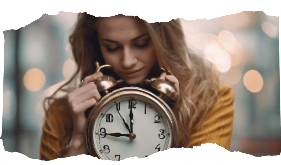 lady holding clock